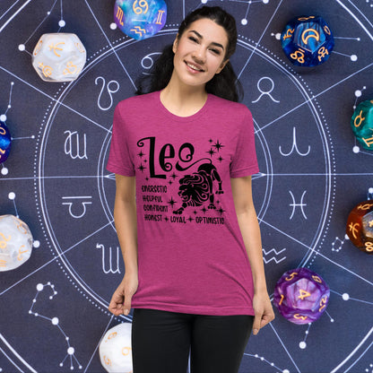Leo zodiac t-shirt, astrology graphic tee, short sleeve horoscope shirt