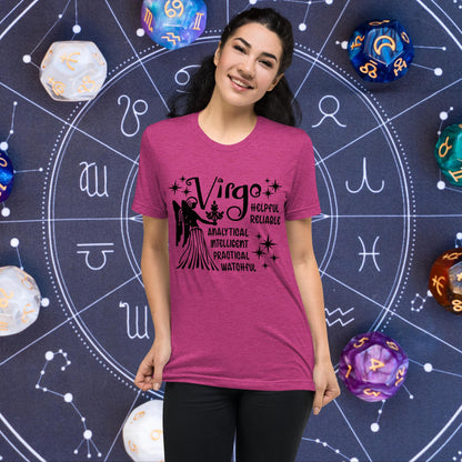 Virgo zodiac t-shirt with astrology graphic, short sleeve horoscope tee