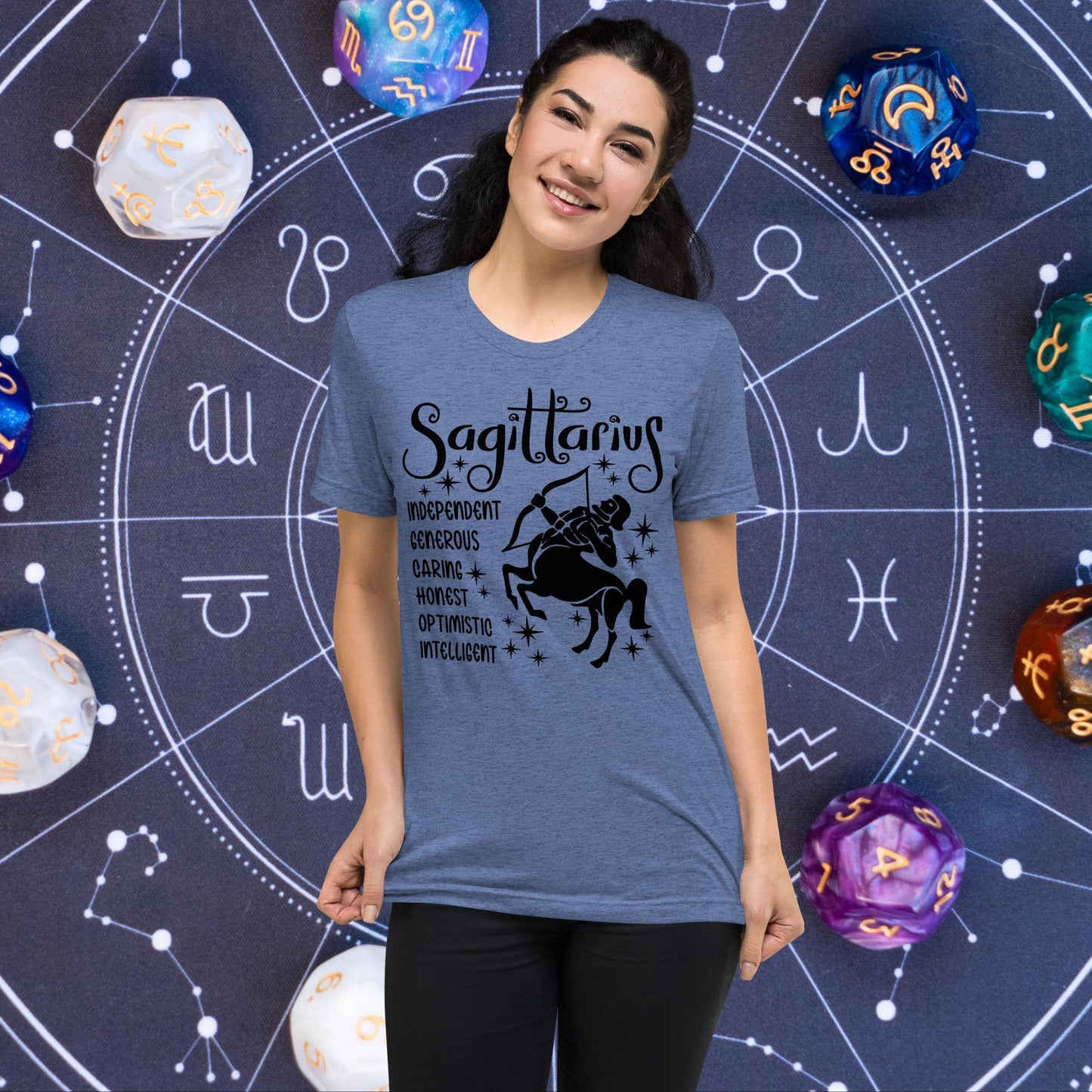 Sagittarius zodiac t-shirt, astrology graphic tee, short sleeve horoscope shirt