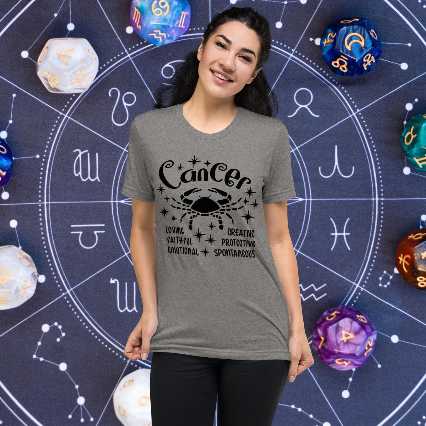 Cancer zodiac t-shirt, astrology graphic tee, short sleeve horoscope shirt