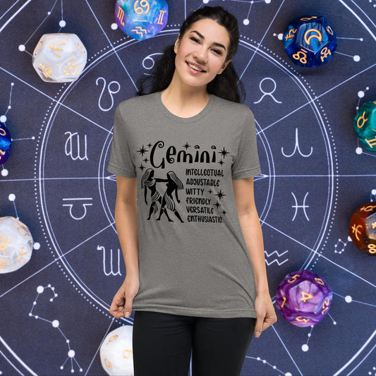Gemini zodiac t-shirt with astrology design, short sleeve horoscope tee
