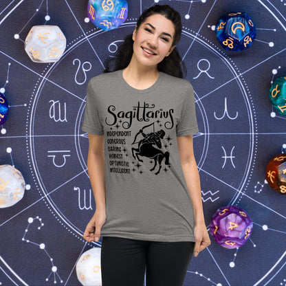 Sagittarius zodiac t-shirt, astrology graphic tee, short sleeve horoscope shirt