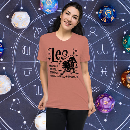 Leo zodiac t-shirt, astrology graphic tee, short sleeve horoscope shirt