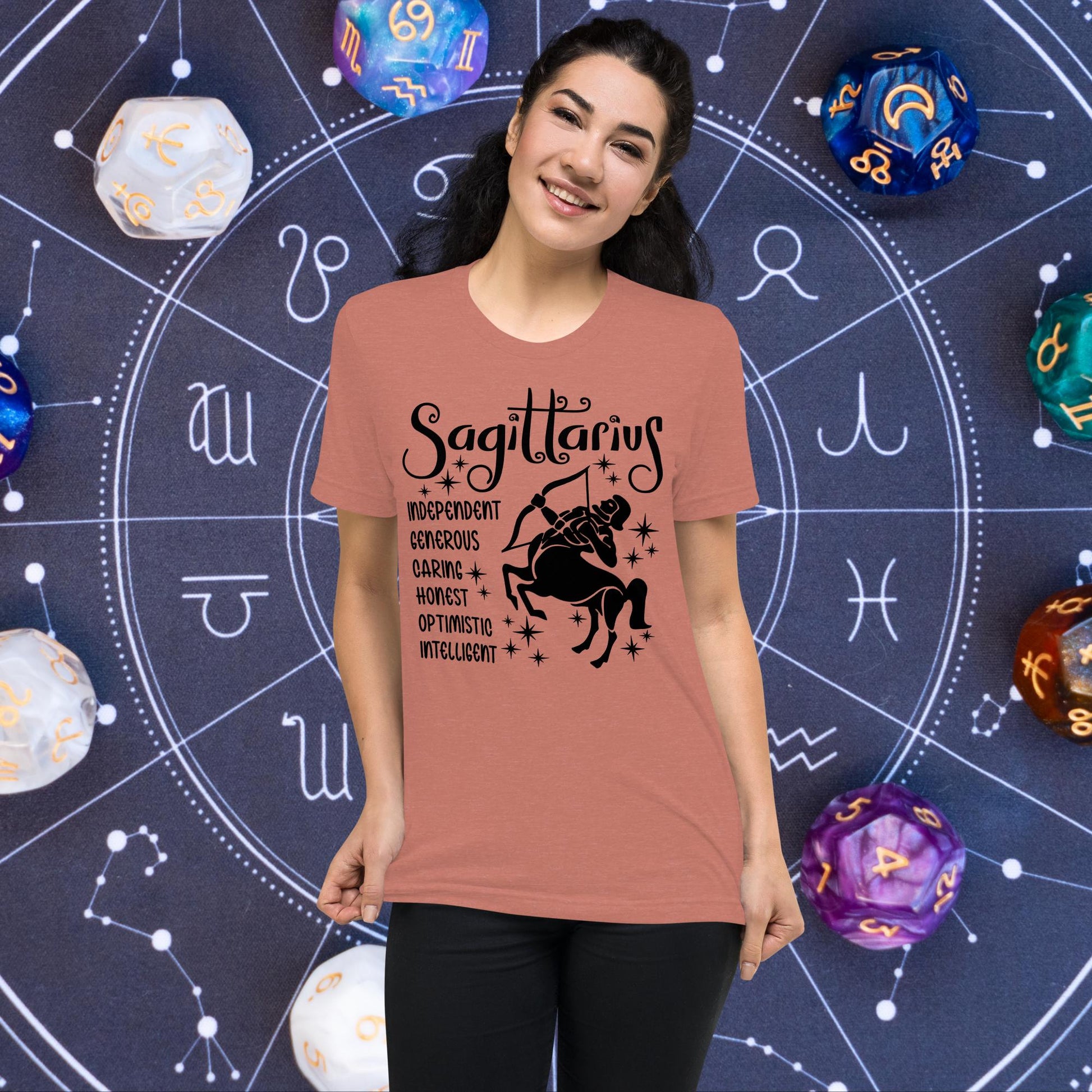 Sagittarius zodiac t-shirt, astrology graphic tee, short sleeve horoscope shirt