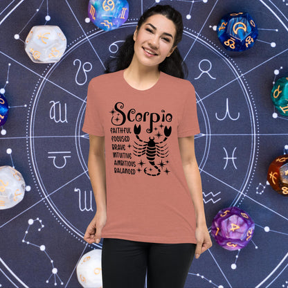 Scorpio zodiac t-shirt, astrology short sleeve tee, horoscope star sign shirt