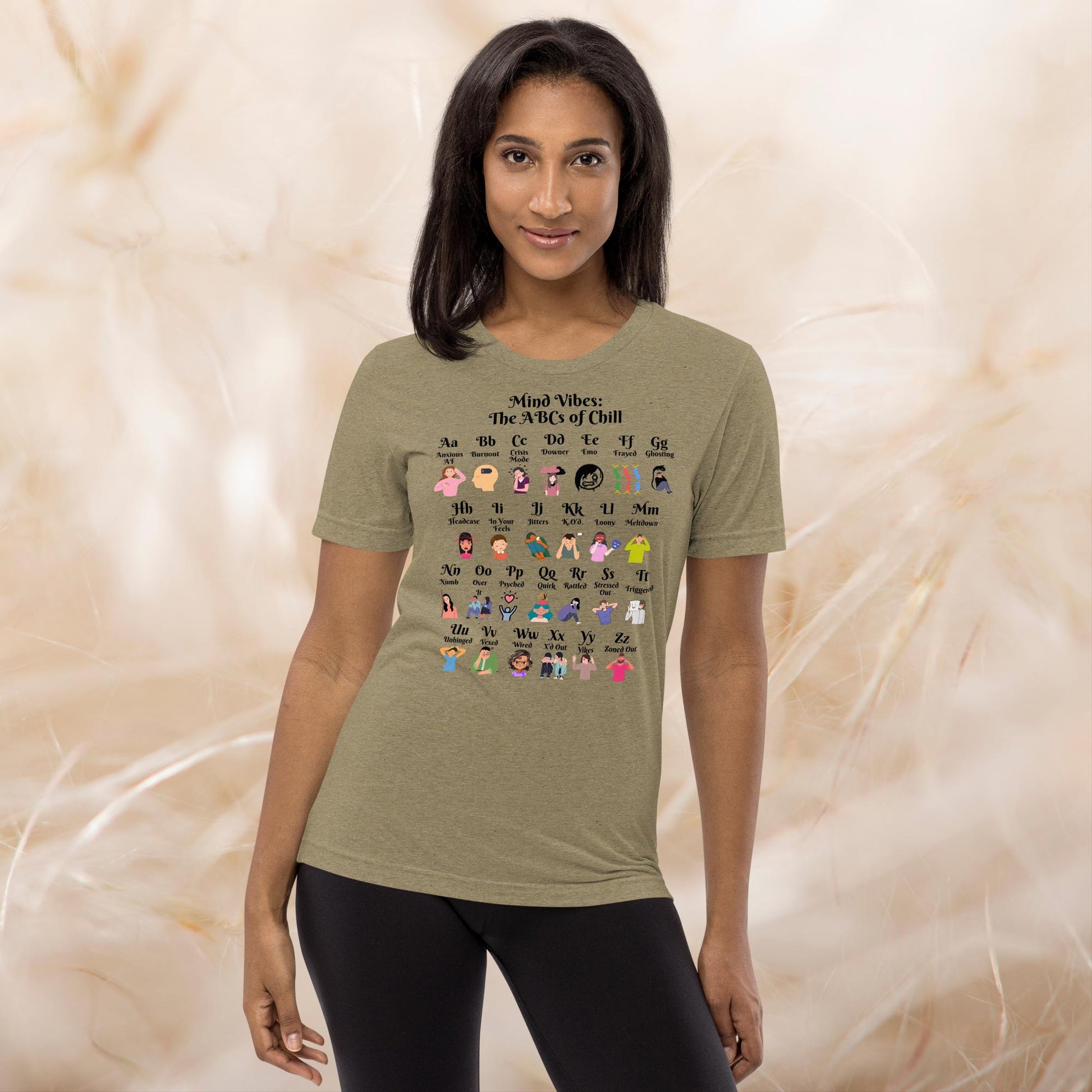 Mind Vibes A-Z Slang Mental Health Shirt, Positive Vibes Tee, Therapy Gift, Self-Love Anxiety Support Apparel