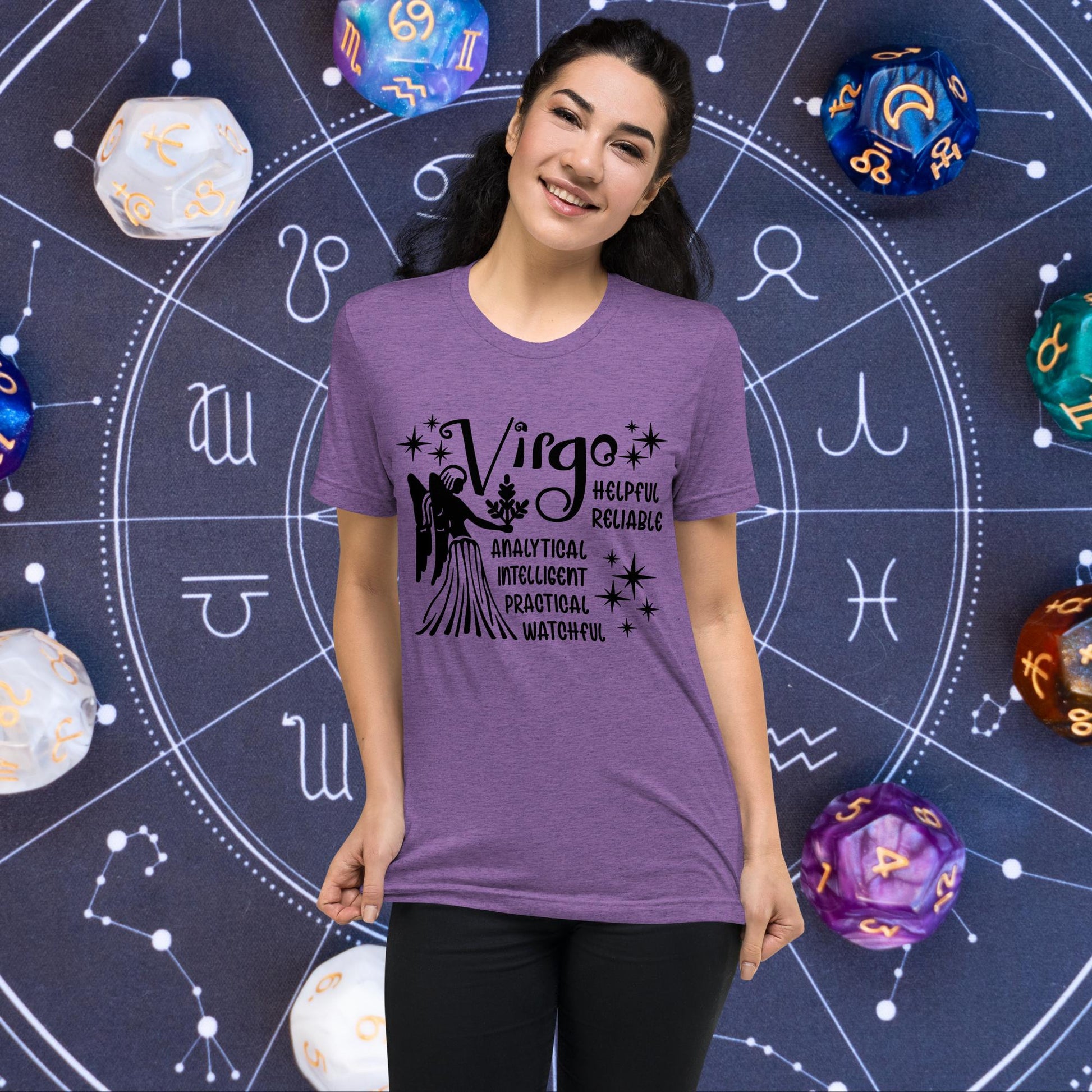 Virgo zodiac t-shirt with astrology graphic, short sleeve horoscope tee