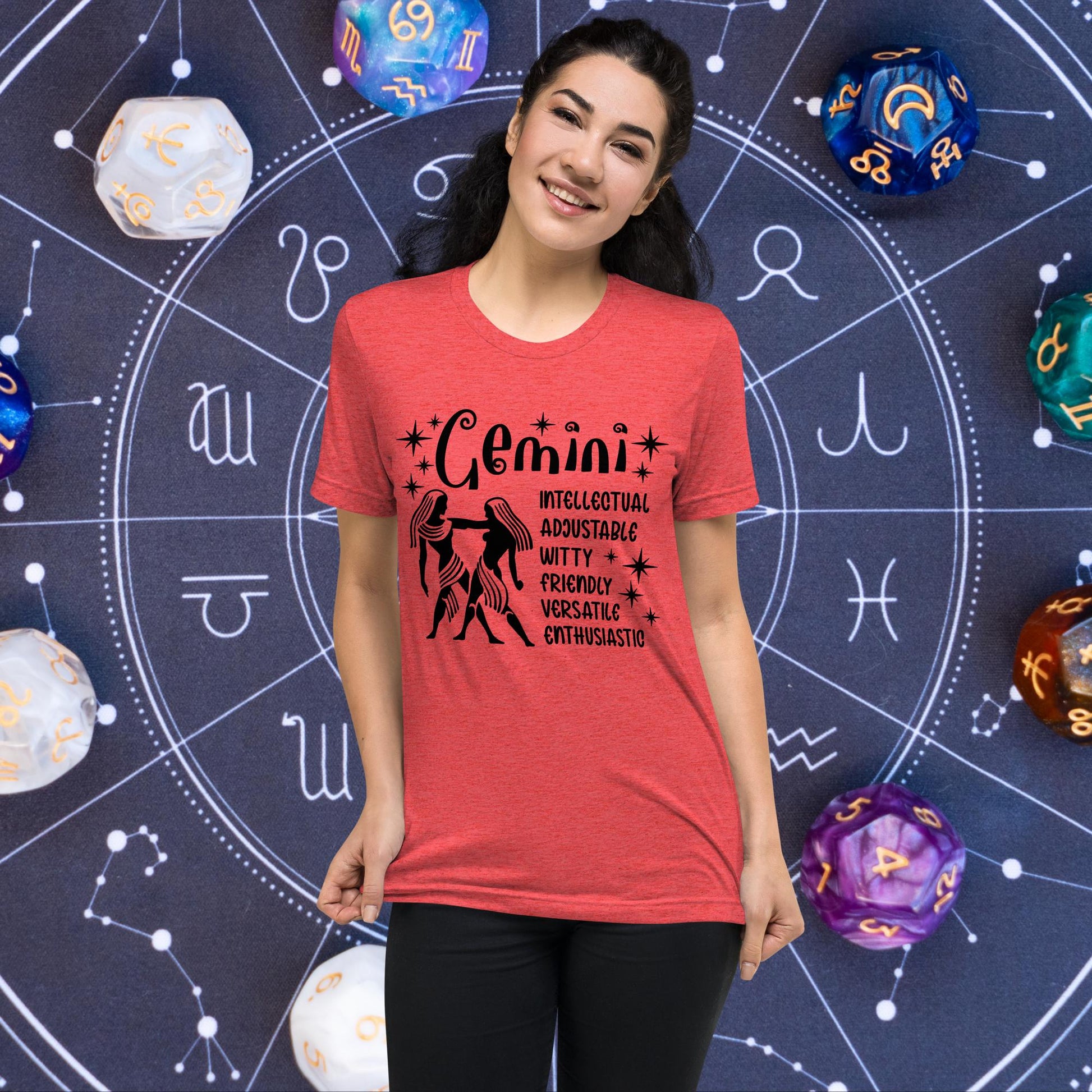Gemini zodiac t-shirt with astrology design, short sleeve horoscope tee