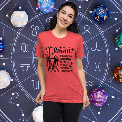 Gemini zodiac t-shirt with astrology design, short sleeve horoscope tee