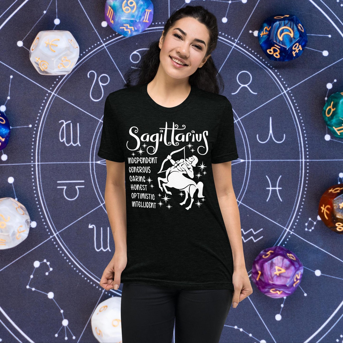 Sagittarius zodiac t-shirt, astrology graphic tee, short sleeve horoscope shirt