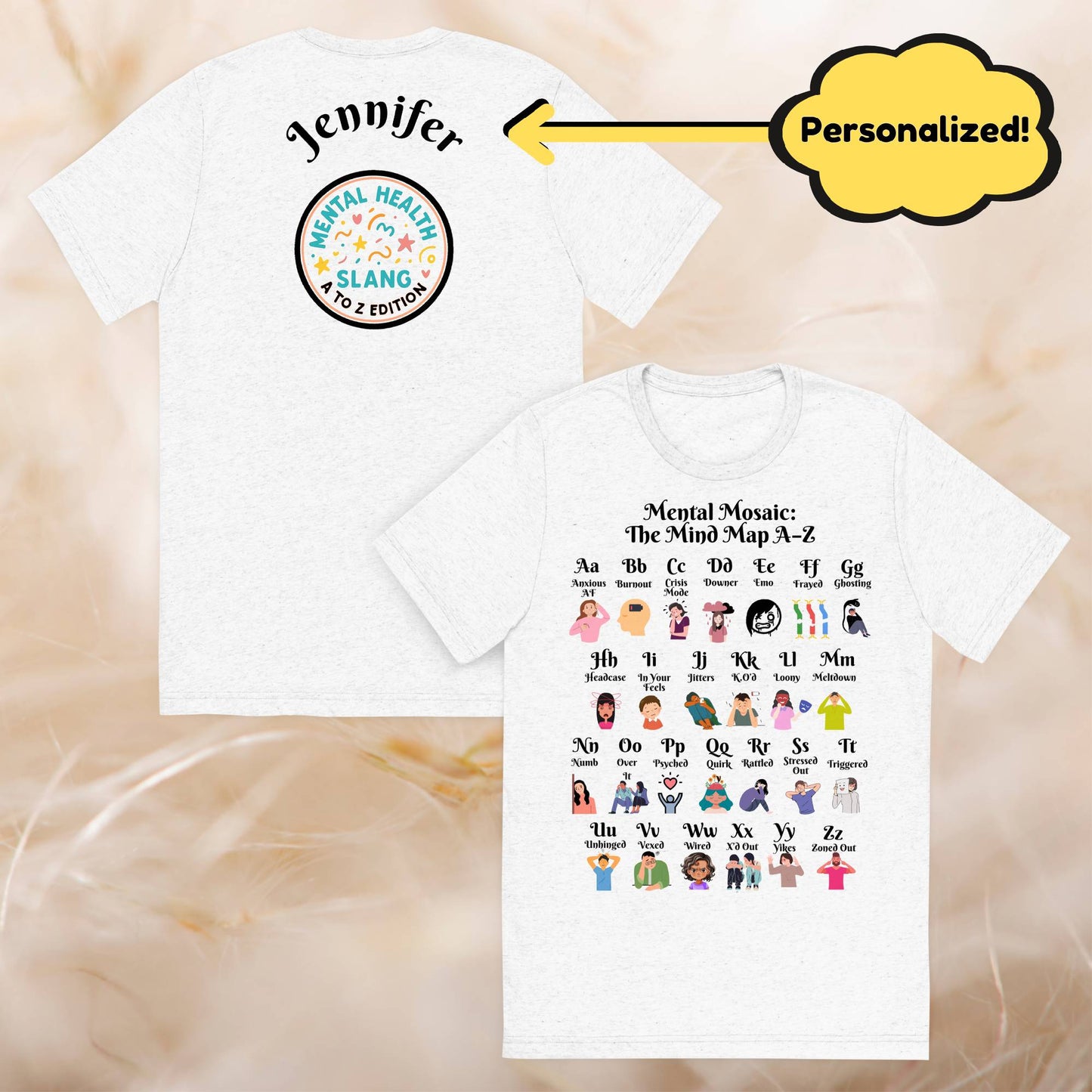 Headspace Hype A-Z Slang Mental Health Shirt, Self-Care Comfort Tee, Anxiety Support Gift, Positivity Apparel