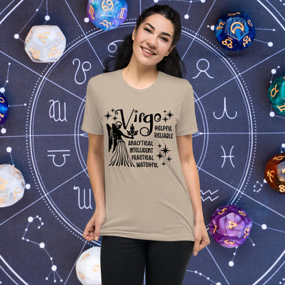 Virgo zodiac t-shirt with astrology graphic, short sleeve horoscope tee