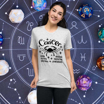 Cancer zodiac t-shirt, astrology graphic tee, short sleeve horoscope shirt