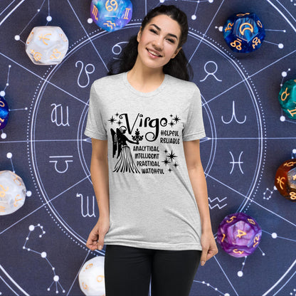 Virgo zodiac t-shirt with astrology graphic, short sleeve horoscope tee