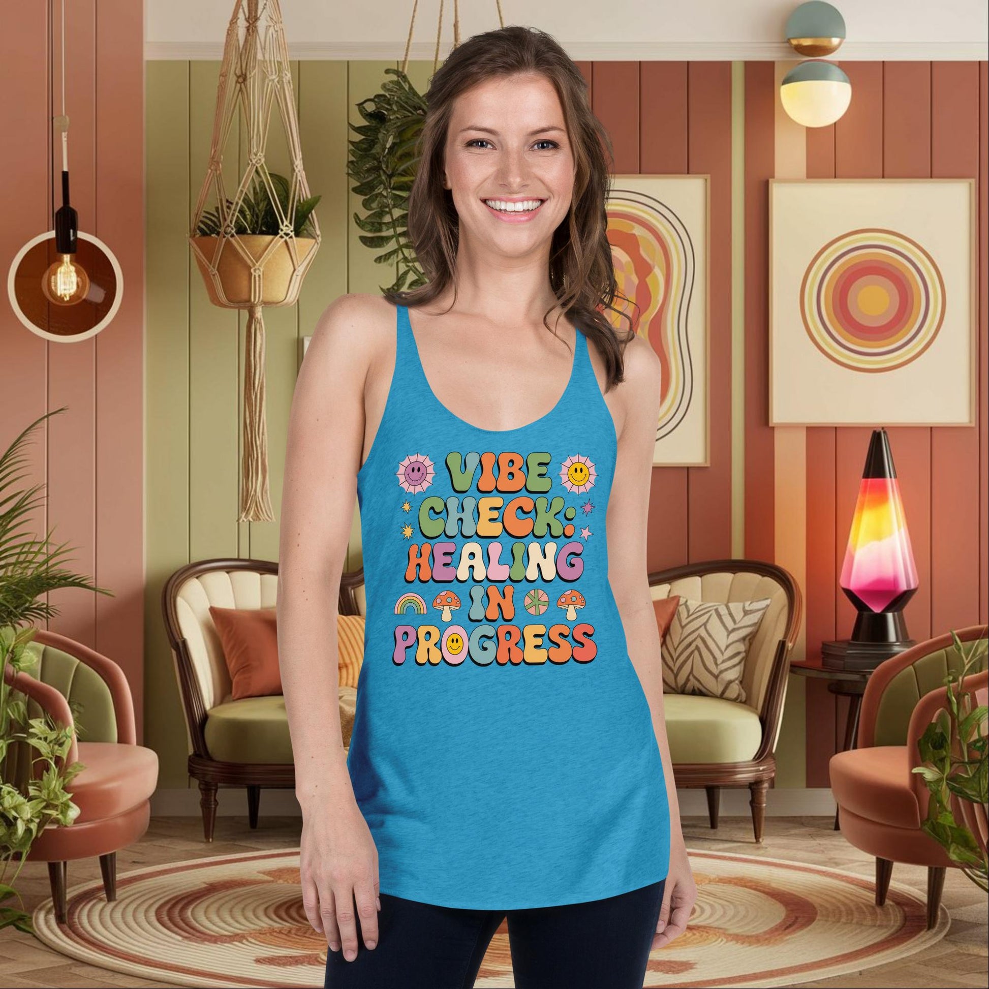 Vibe Check Healing in Progress Women’s Tank - Mental Health Self - Care Shirt - MySisterIsASurvivor