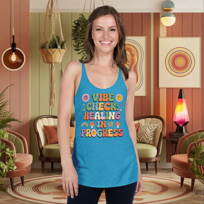 Vibe Check Healing in Progress Women’s Tank - Mental Health Self - Care Shirt - MySisterIsASurvivor