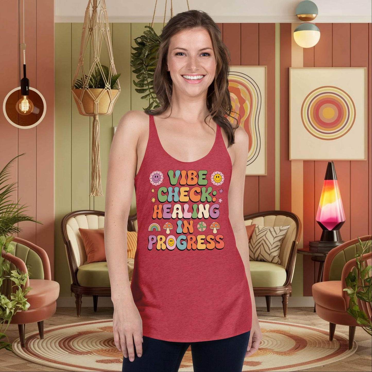 Vibe Check Healing in Progress Women’s Tank - Mental Health Self - Care Shirt - MySisterIsASurvivor
