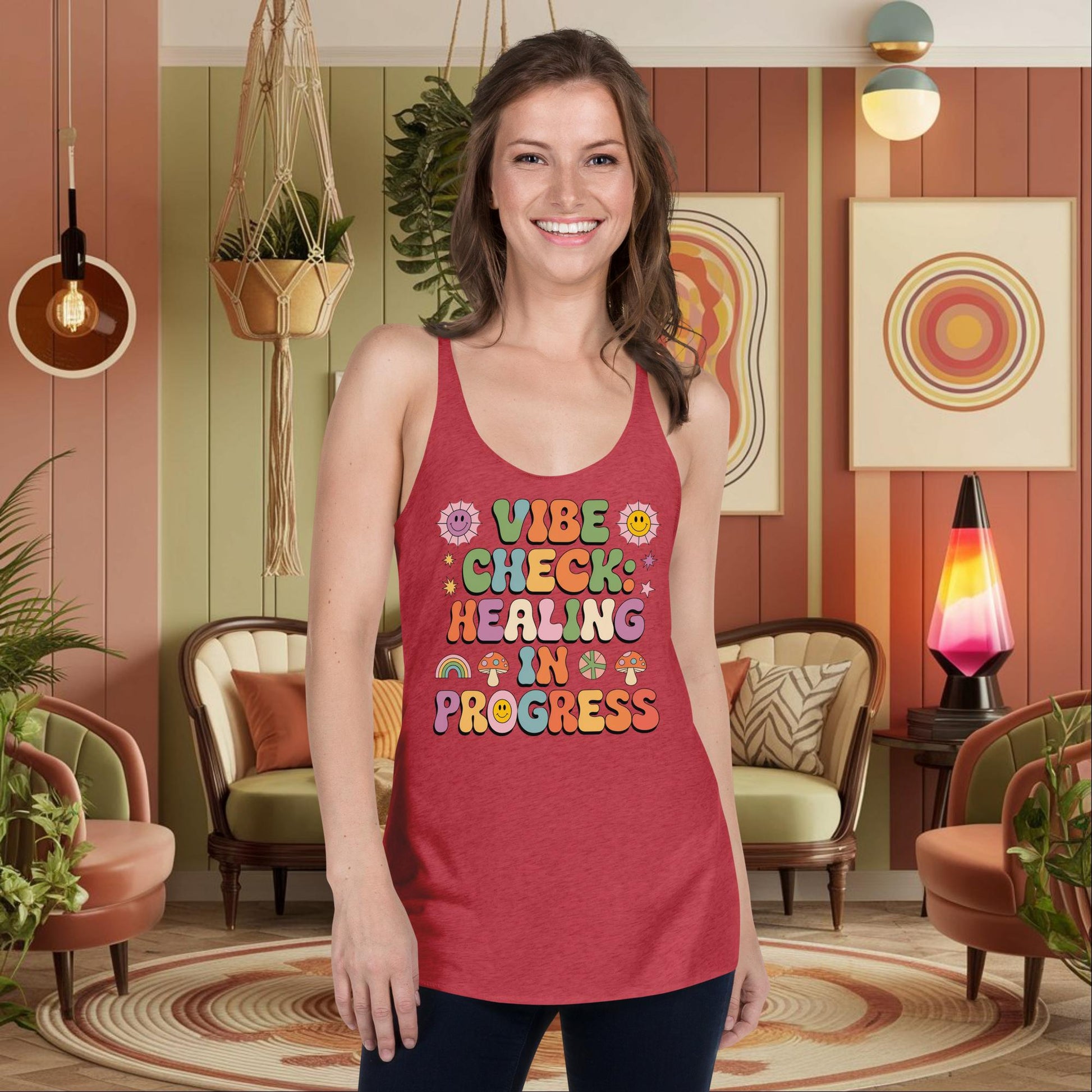 Vibe Check Healing in Progress Women’s Tank - Mental Health Self - Care Shirt - MySisterIsASurvivor