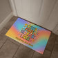 Vibes First Worries Later Welcome Mat - Retro Mental Health Entry Rug - MySisterIsASurvivor