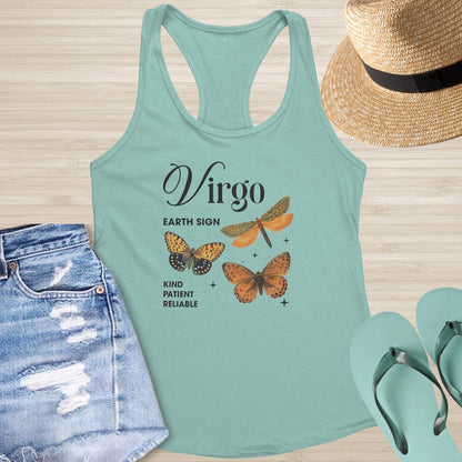 Virgo Butterfly Racerback Tank - Mindful Healing Shirt for Earth Signs & Emotional Balance - MySisterIsASurvivor