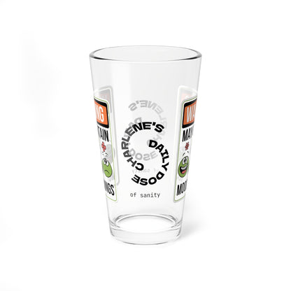Warning May Contain Mood Swings - Personalized Funny Pint Glass, Sassy Drinkware with Attitude, Daily Dose of Attitude and Humor