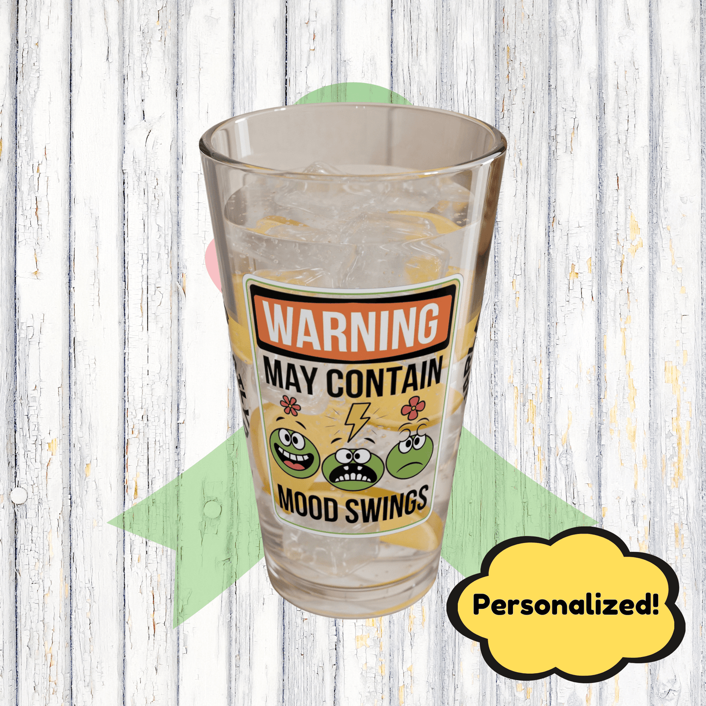 "Warning May Contain Mood Swings" funny mental health mug, personalized ceramic coffee cup for anxiety relief and self-care.