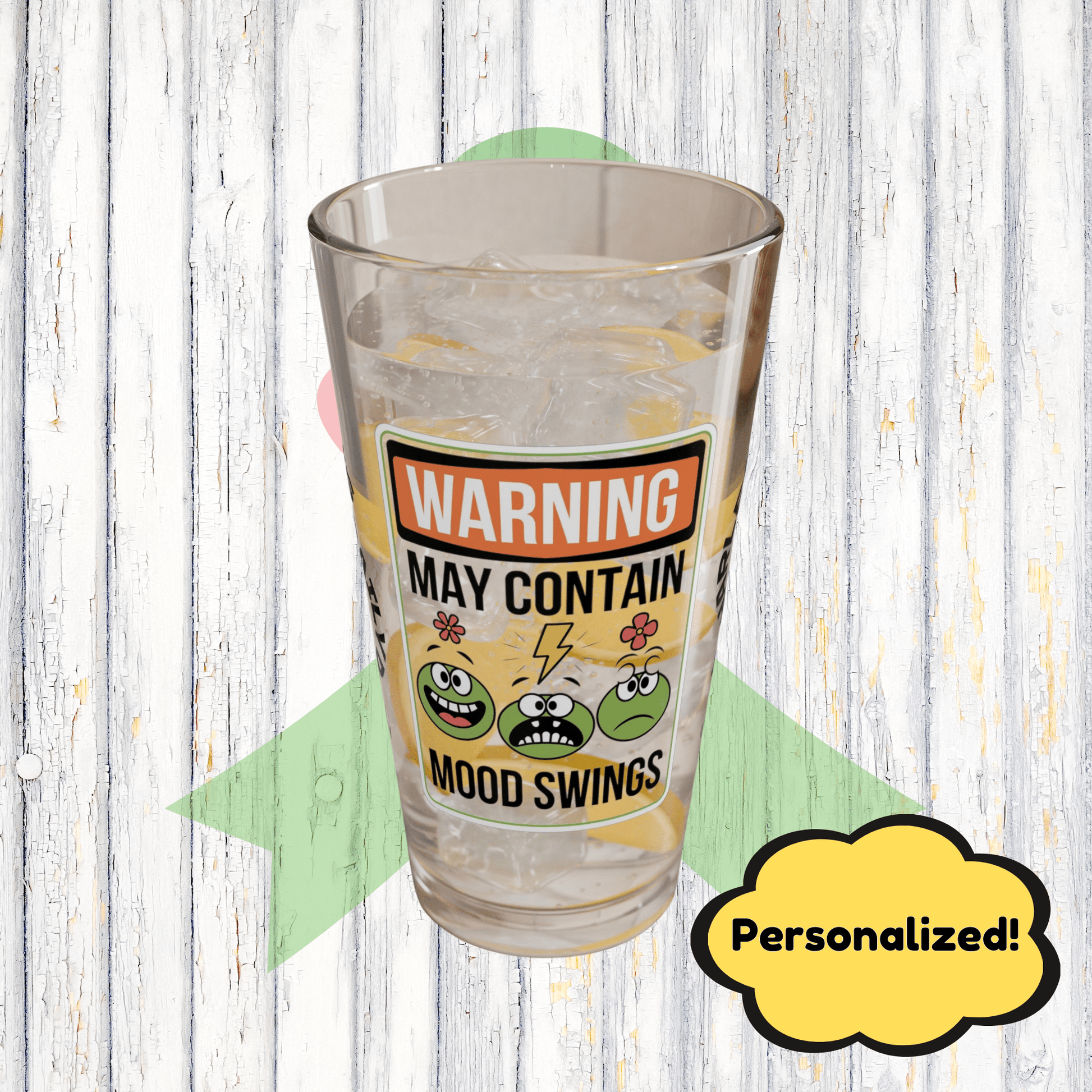 "Warning May Contain Mood Swings" funny mental health mug, personalized ceramic coffee cup for anxiety relief and self-care.