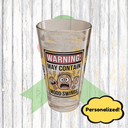 "Warning: May Contain Mood Swings" funny mental health mug, personalized ceramic coffee cup with affirmations for anxiety relief.