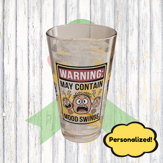 "Warning: May Contain Mood Swings" funny mental health mug, personalized ceramic coffee cup with affirmations for anxiety relief.