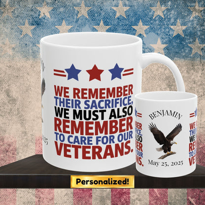 We Remember Their Sacrifice Memorial Day mug - PTSD support, military tribute, veteran memorial tribute