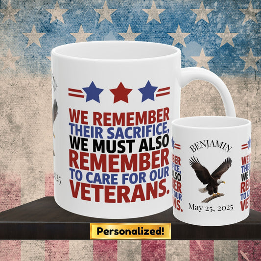 We Remember Their Sacrifice Memorial Day mug - PTSD support, military tribute, veteran memorial tribute