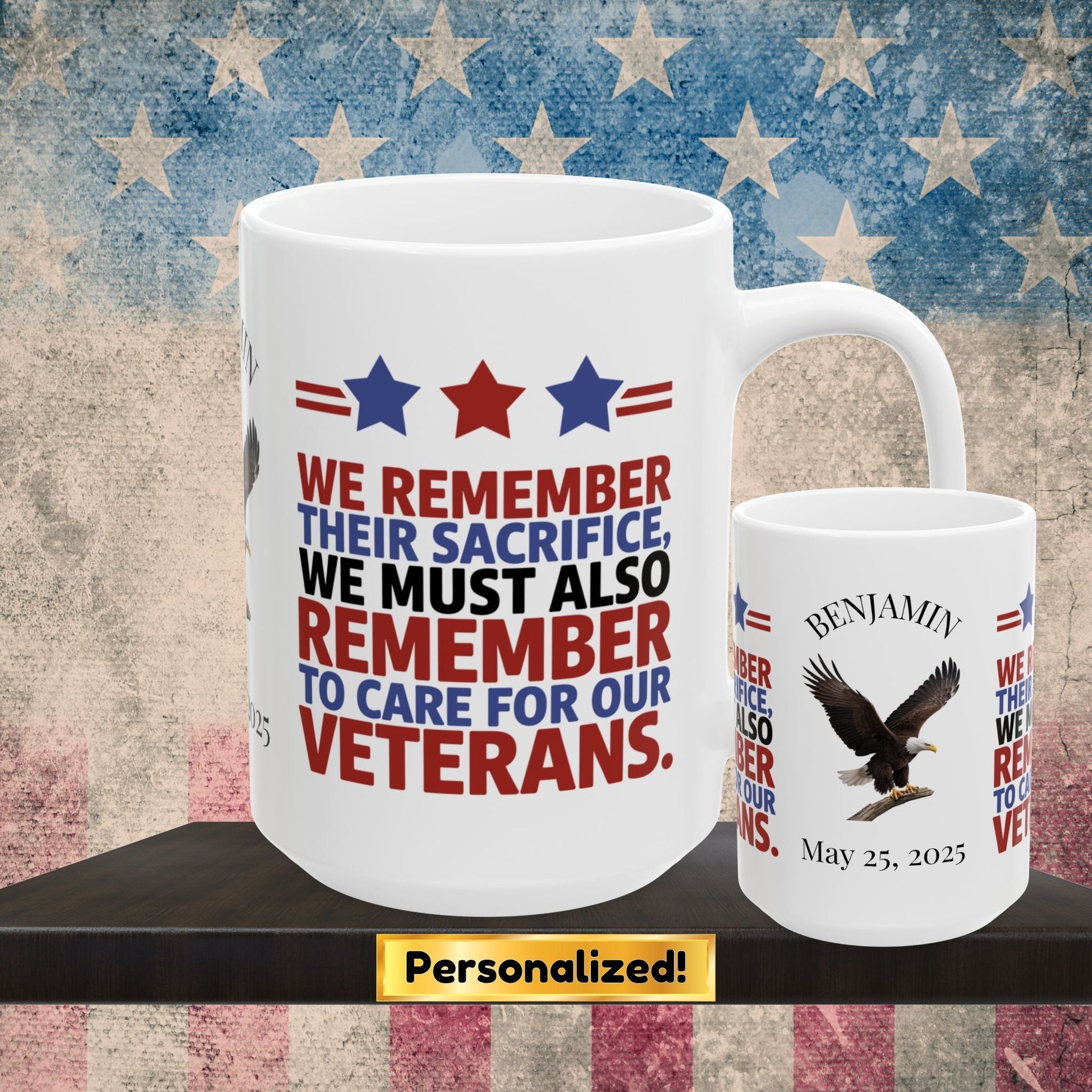 We Remember Their Sacrifice Memorial Day mug - PTSD support, military tribute, veteran memorial tribute