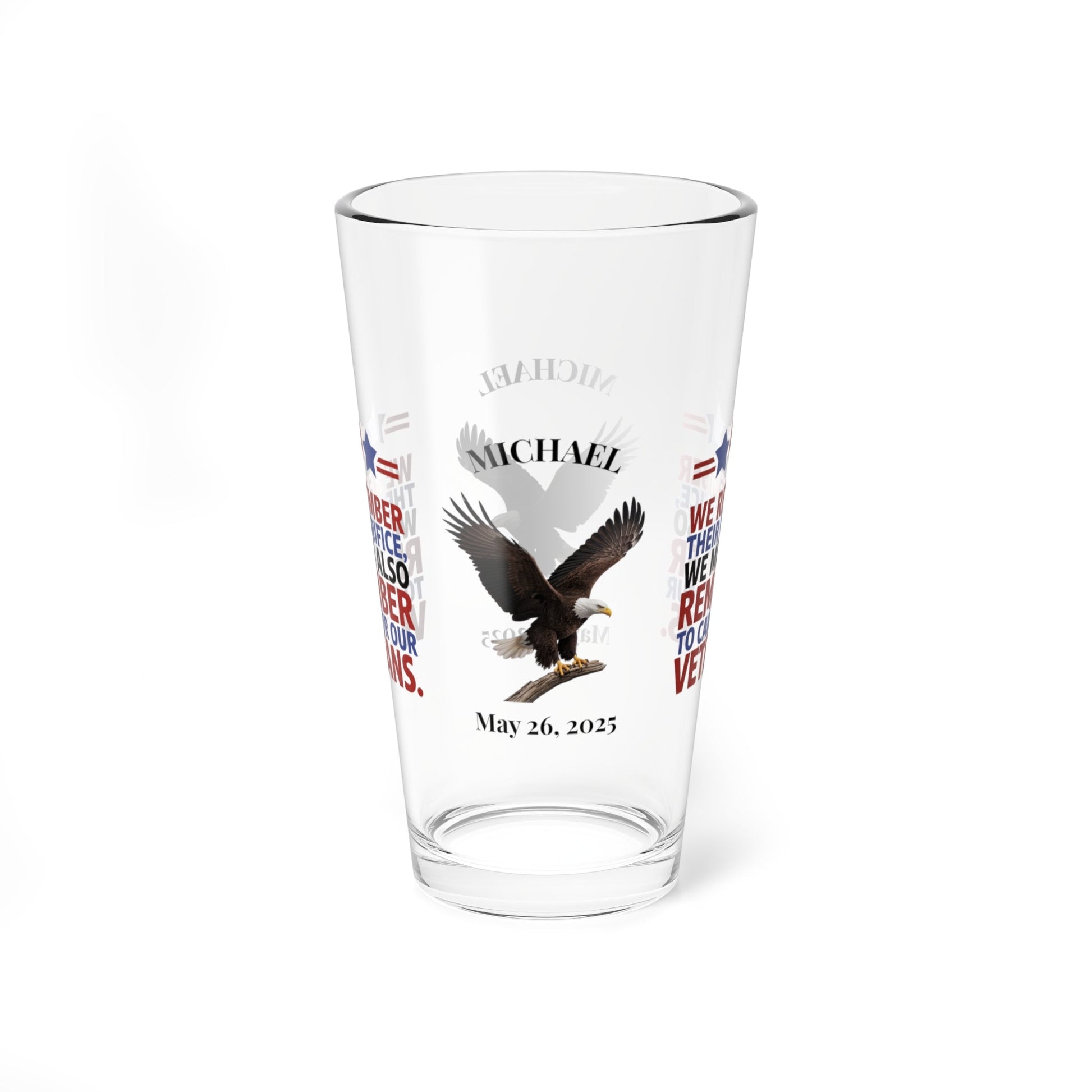 We Remember Their Sacrifice pint glass - Memorial Day glassware for military tribute and remembrance
