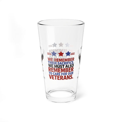 We Remember Their Sacrifice pint glass - Memorial Day glassware for military tribute and remembrance