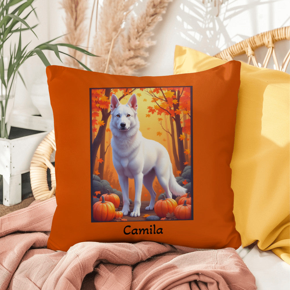 German Shepherd White Coat Pillow, Indoor Outdoor Dog Cushion, Personalized Dog Lover Accent