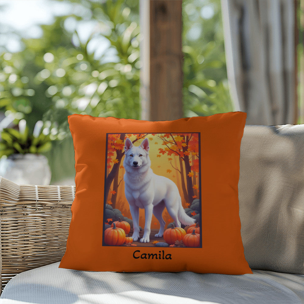 German Shepherd White Coat Pillow, Indoor Outdoor Dog Cushion, Personalized Dog Lover Accent
