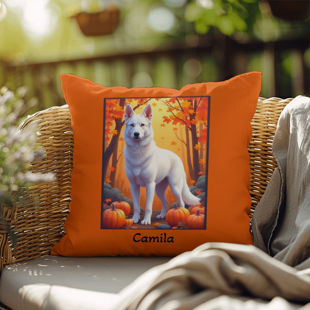 German Shepherd White Coat Pillow, Indoor Outdoor Dog Cushion, Personalized Dog Lover Accent