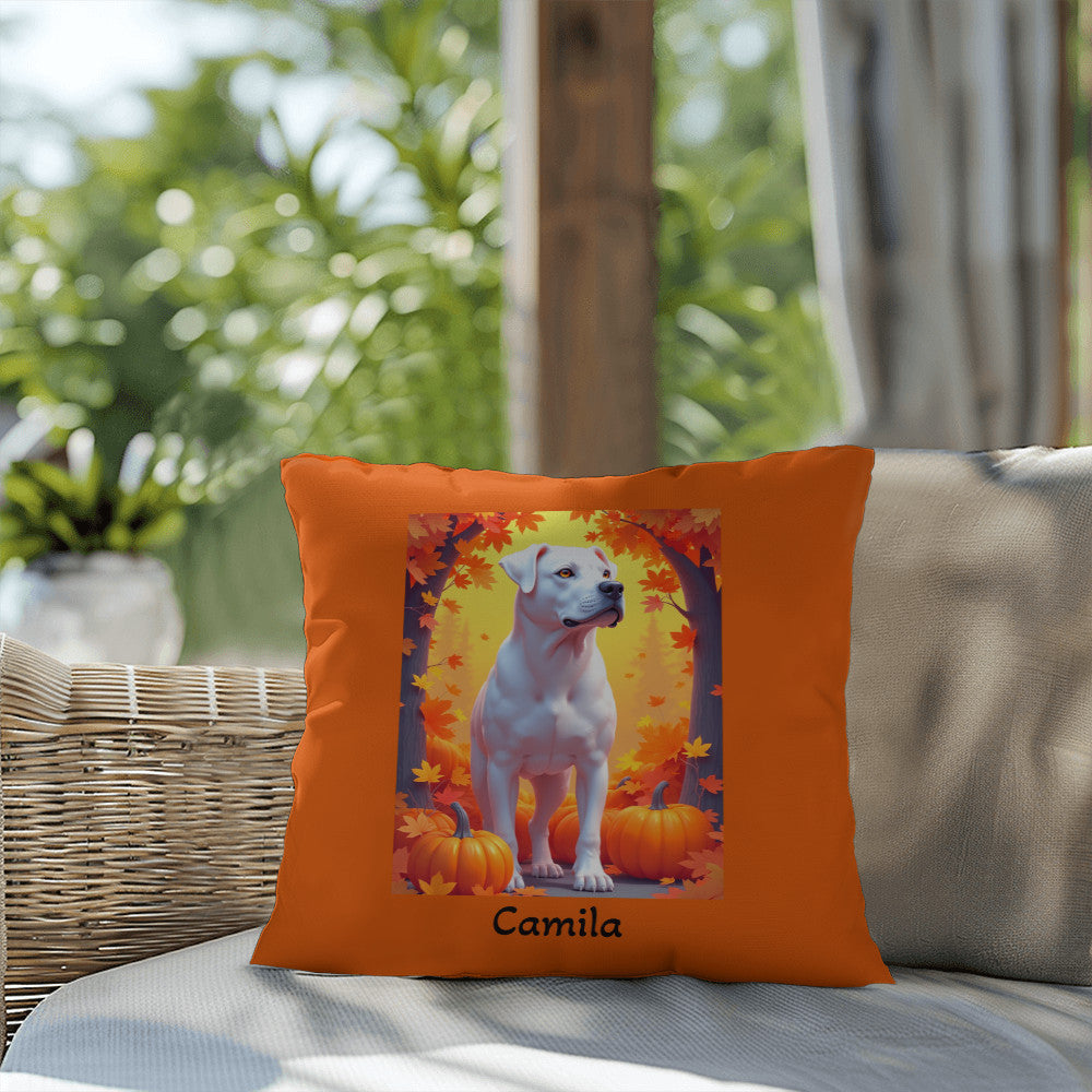 Rottweiler White Coat Pillow, Custom Indoor Outdoor Dog Cushion, Water-Resistant Accent
