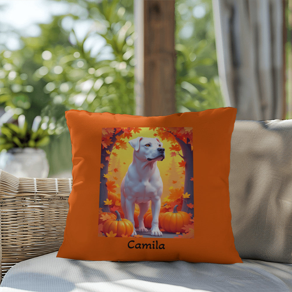 Rottweiler White Coat Pillow, Custom Indoor Outdoor Dog Cushion, Water-Resistant Accent