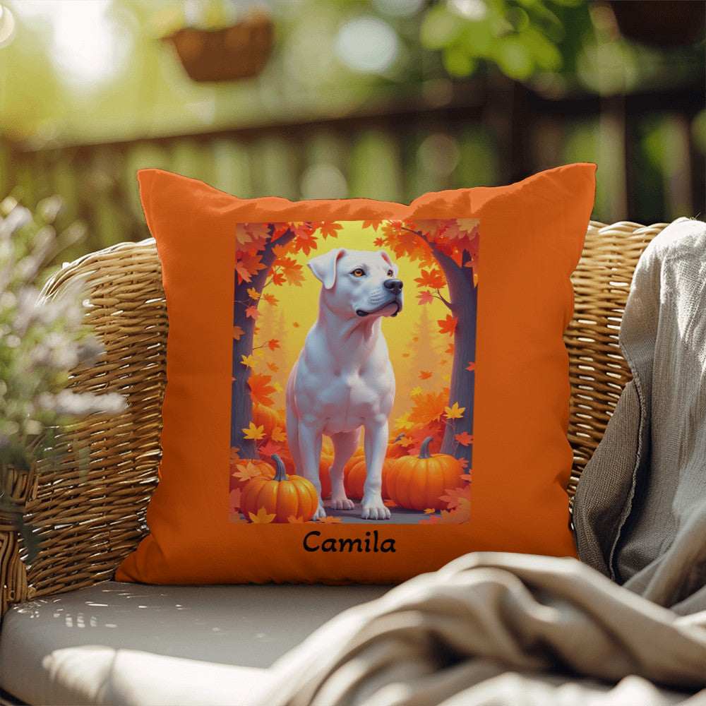Rottweiler White Coat Pillow, Custom Indoor Outdoor Dog Cushion, Water-Resistant Accent
