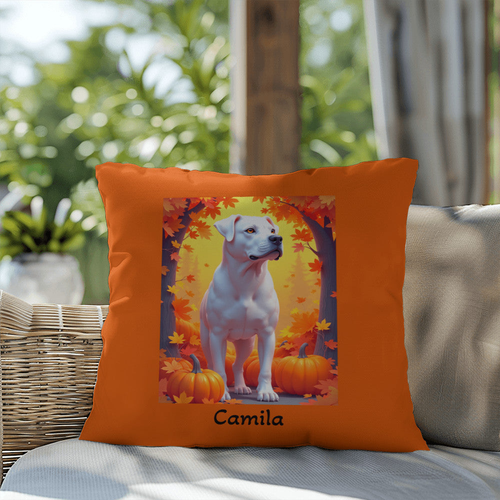 Rottweiler White Coat Pillow, Custom Indoor Outdoor Dog Cushion, Water-Resistant Accent