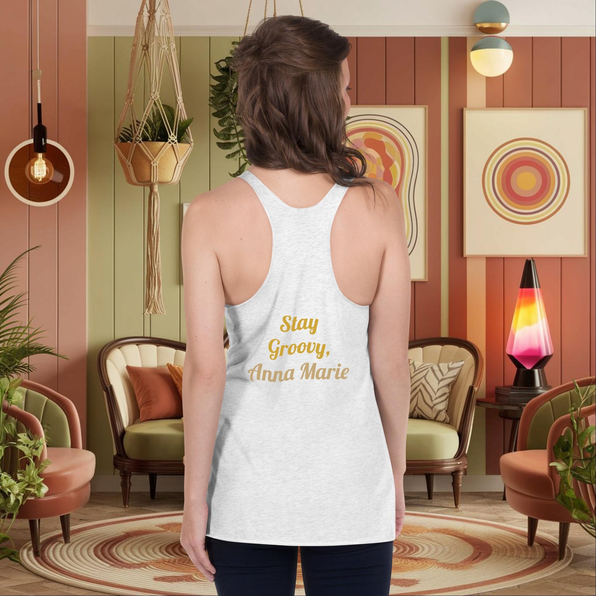 Personalized Retro Women’s Tank, “Happiness is a Journey, Not a Destination” Mental Health Affirmation Shirt