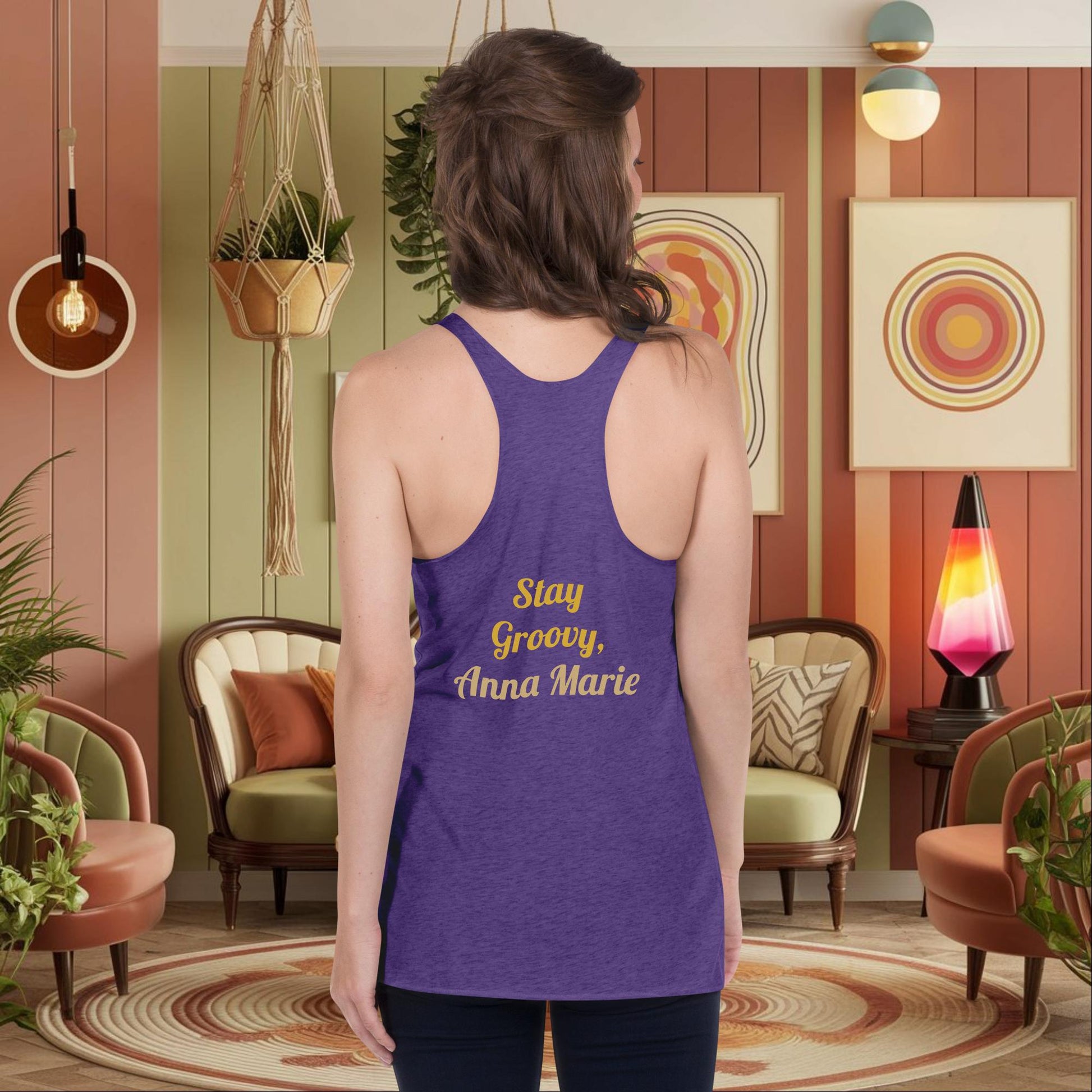 Personalized Retro Women’s Tank, “Happiness is a Journey, Not a Destination” Mental Health Affirmation Shirt