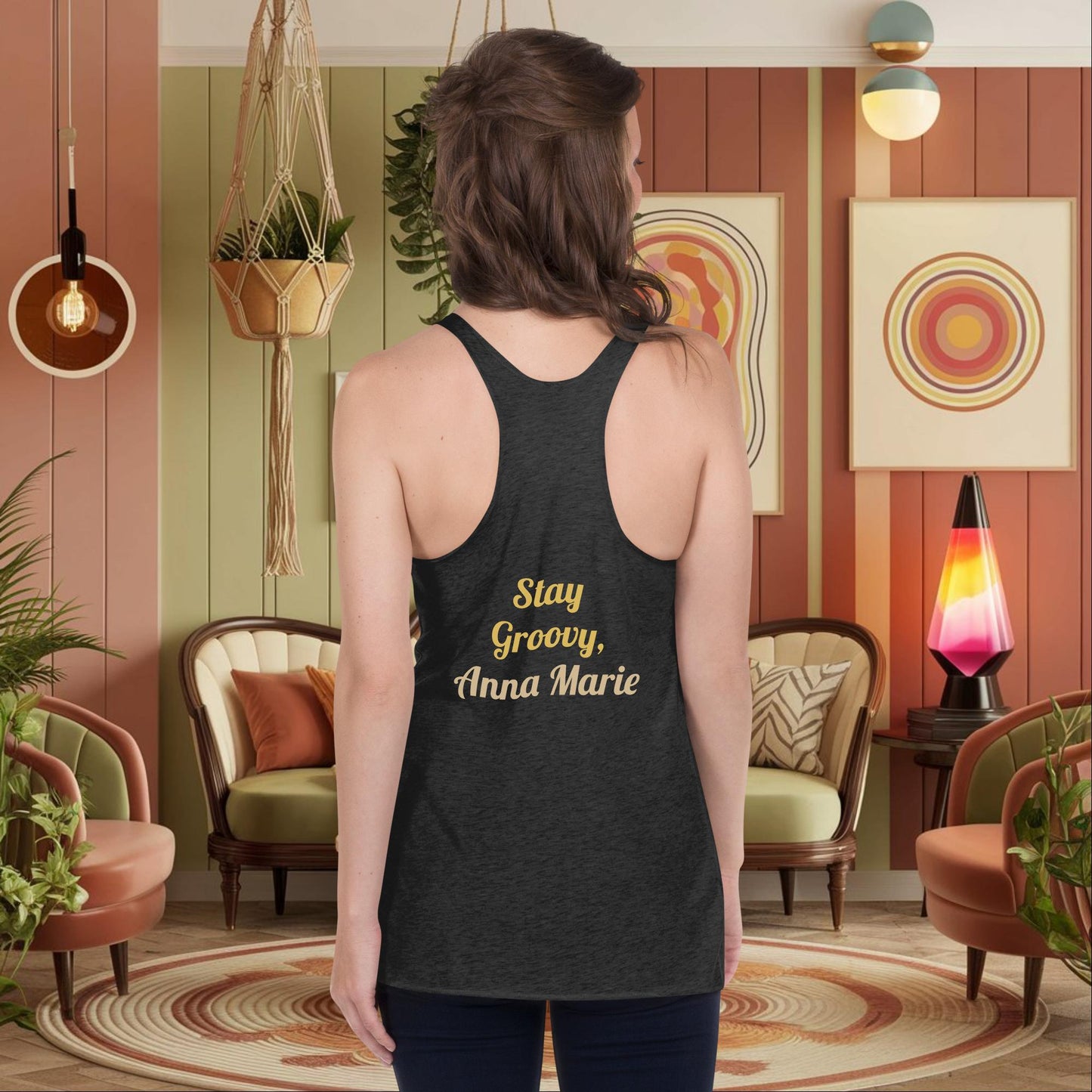 Personalized Retro Women’s Tank, “Happiness is a Journey, Not a Destination” Mental Health Affirmation Shirt