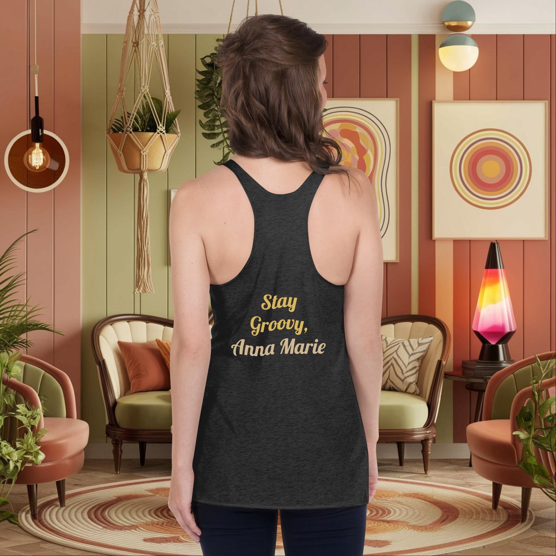 Personalized Retro Women’s Tank, “Happiness is a Journey, Not a Destination” Mental Health Affirmation Shirt