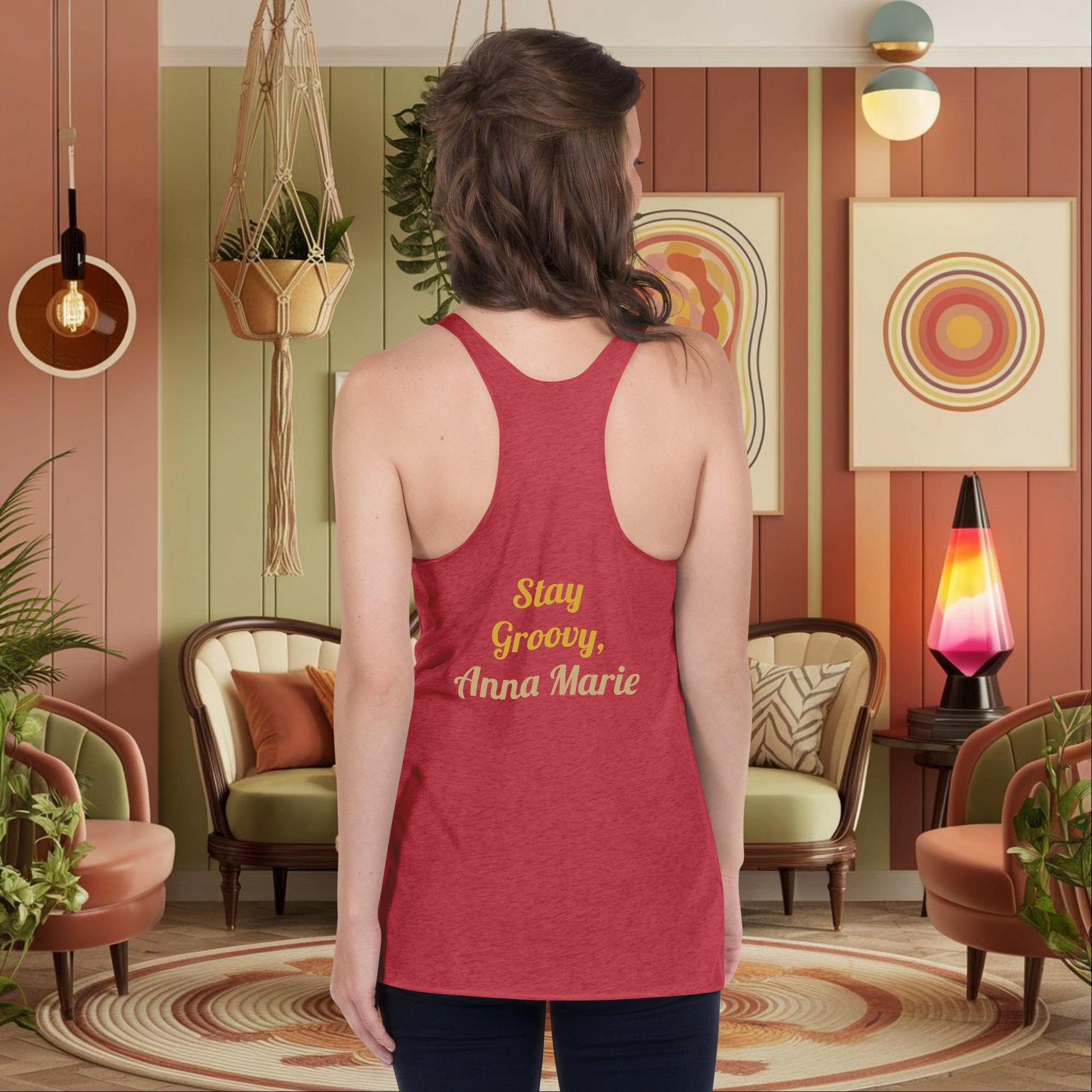 Personalized Retro Women’s Mental Health Racerback Tank, “Feel It All & Flow On” Affirmation Shirt
