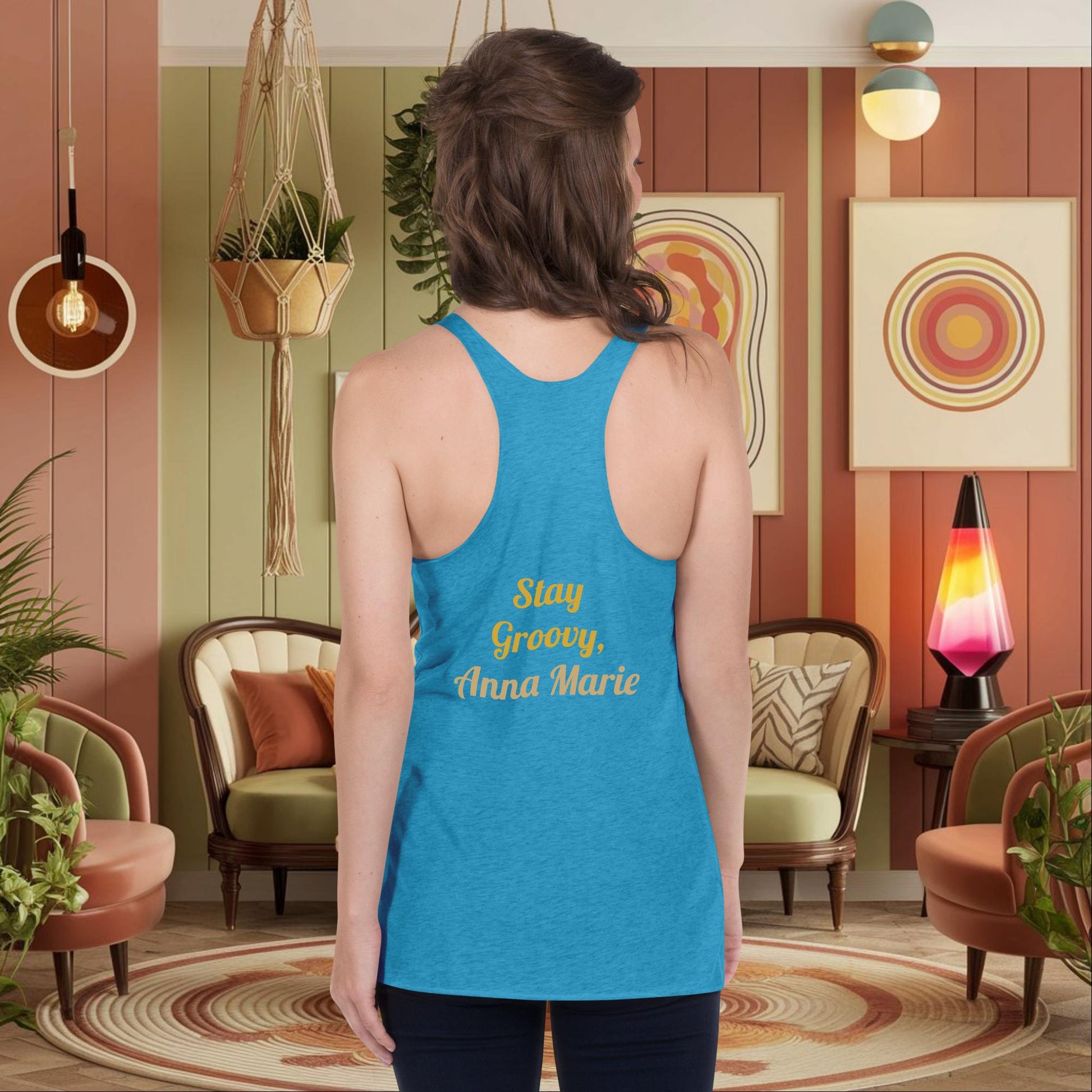 Personalized Retro Women’s Tank, “Happiness is a Journey, Not a Destination” Mental Health Affirmation Shirt