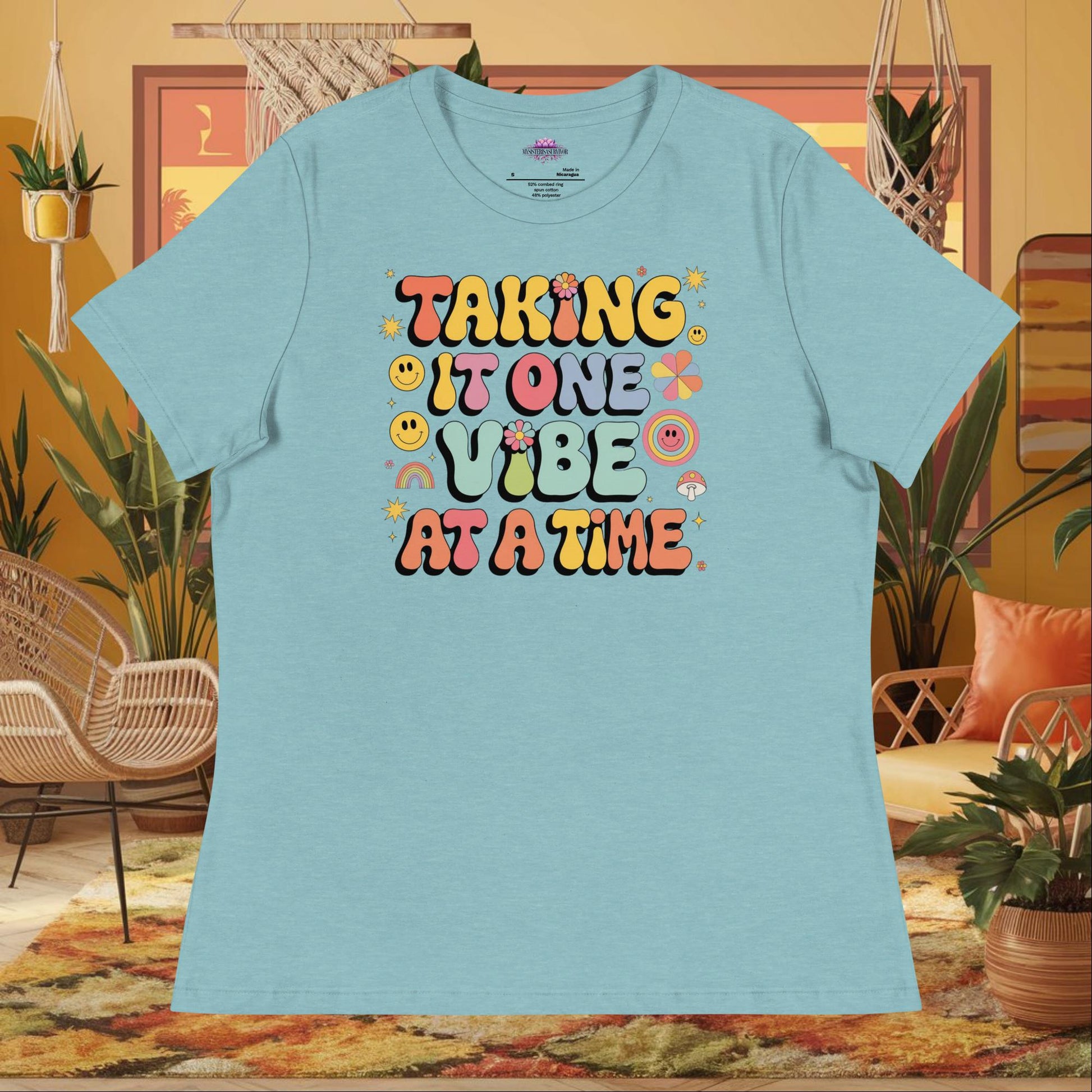 “Taking It One Vibe at a Time” women’s relaxed t-shirt with emotional wellness message