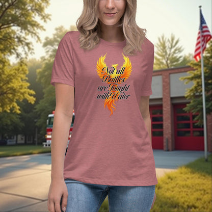 Not All Battles Are Visible firefighter PTSD support shirt for women, invisible battle awareness tee