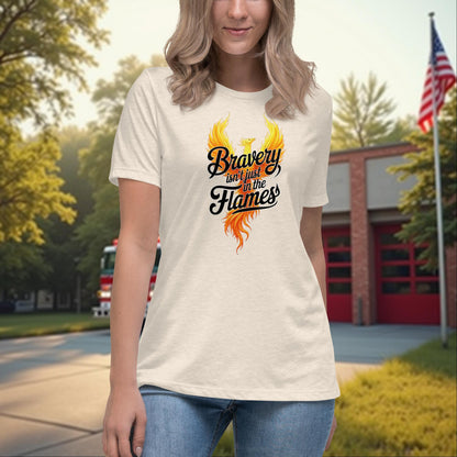 Bravery Isn’t Just Battling Flames women’s relaxed firefighter tee, motivational PTSD awareness support shirt